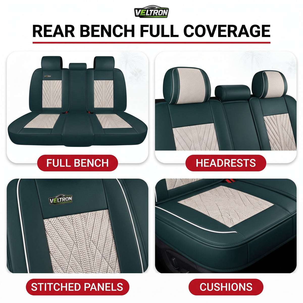 Beige & Green Car Seat Covers