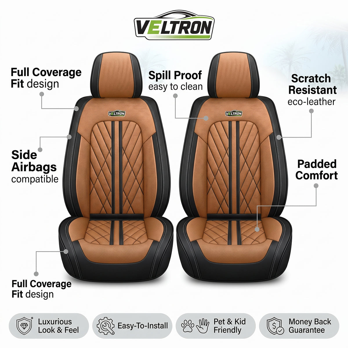 Brown & Black Car Seat Covers