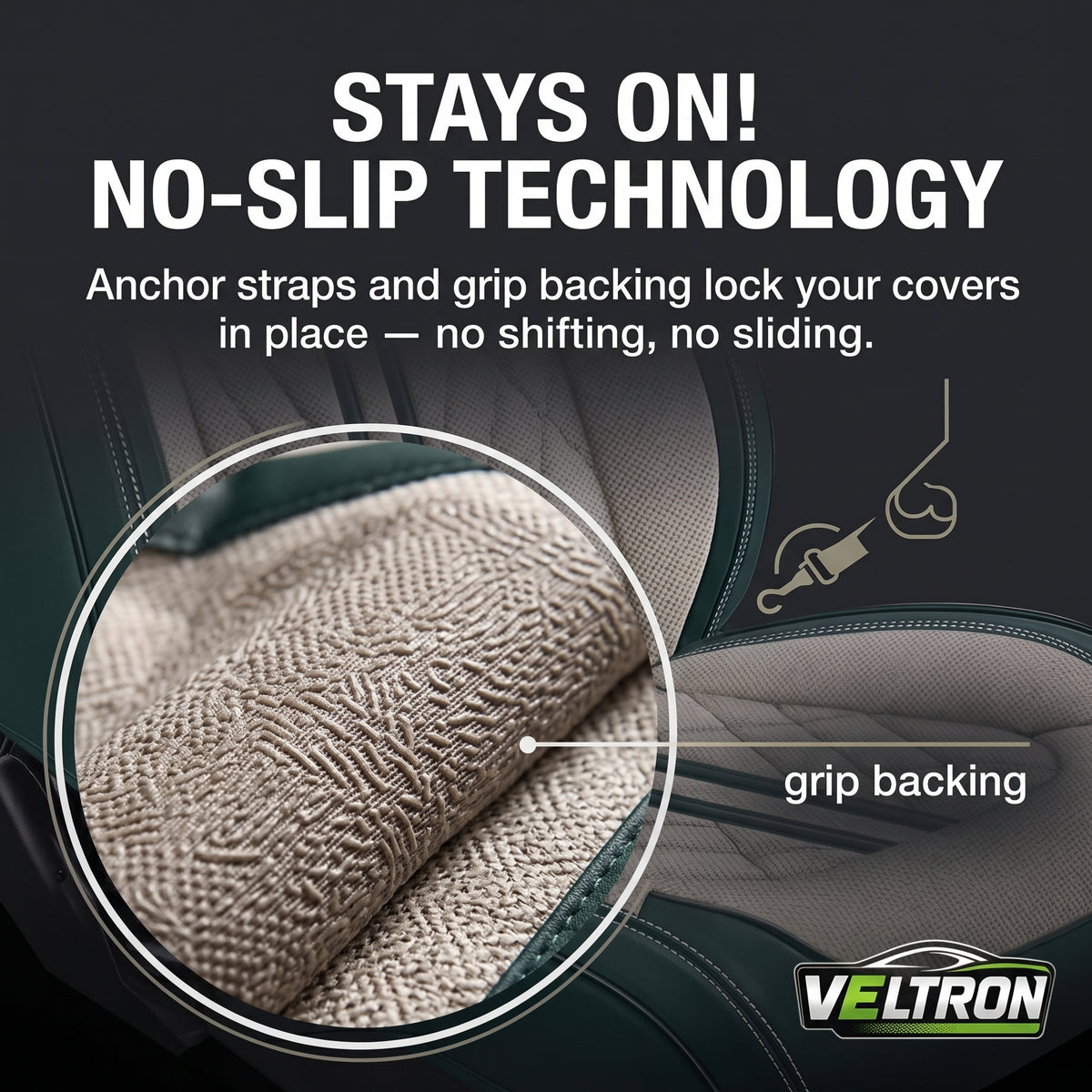 Beige & Green Car Seat Covers