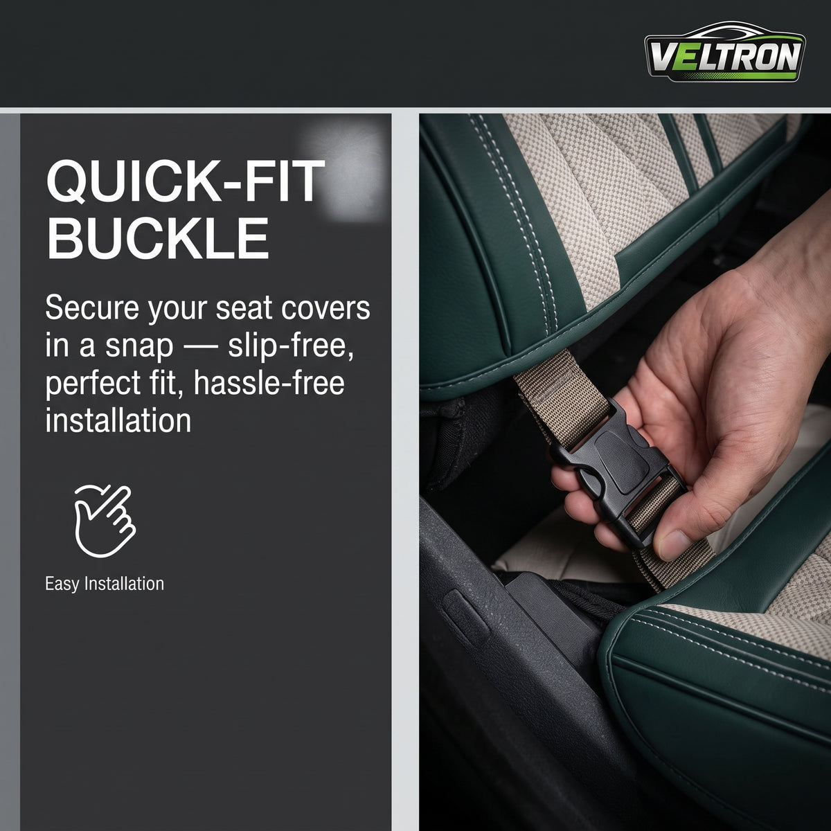 Beige & Green Car Seat Covers