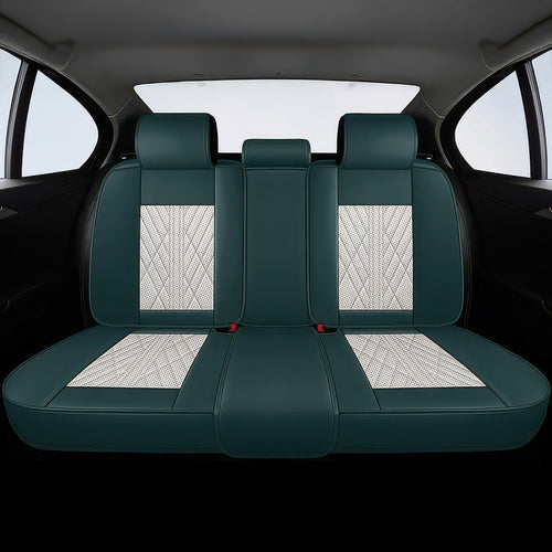 Beige & Green Car Seat Covers