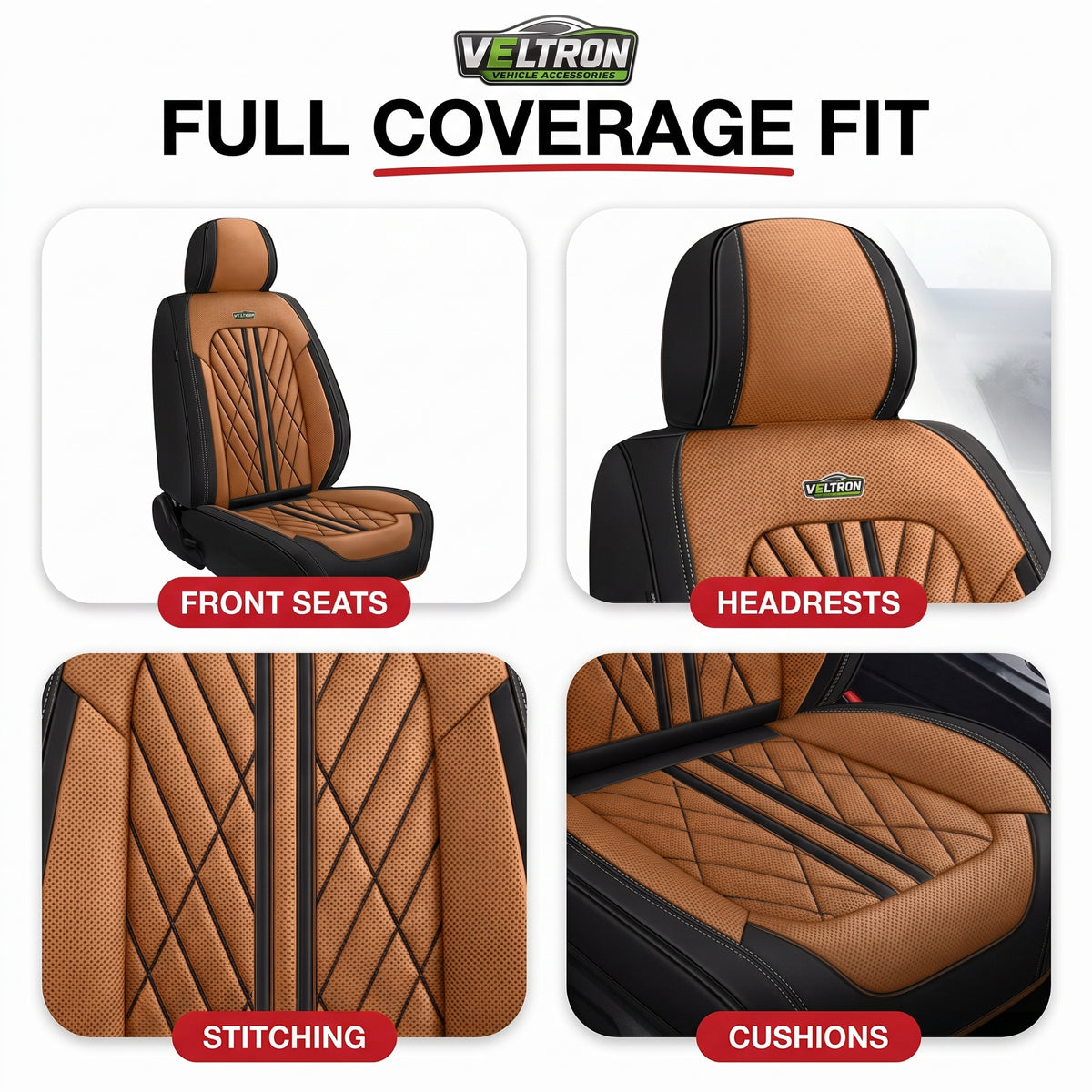 Brown & Black Car Seat Covers