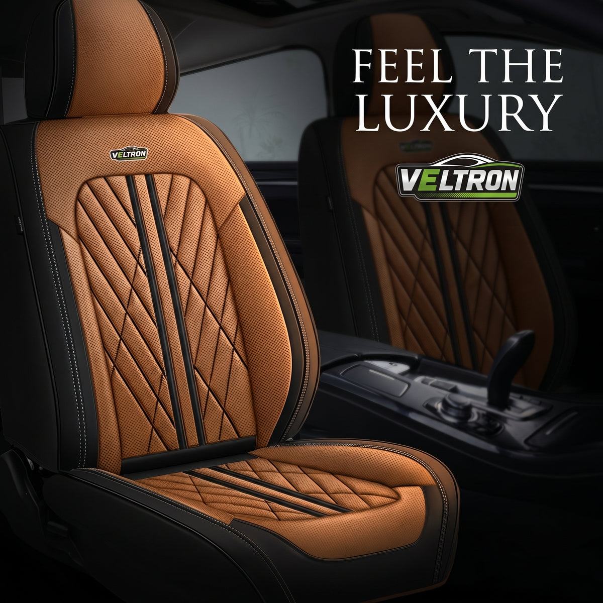 Brown & Black Car Seat Covers