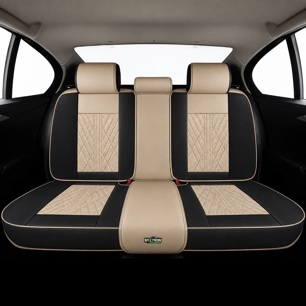 Beige & Black Car Seat Covers