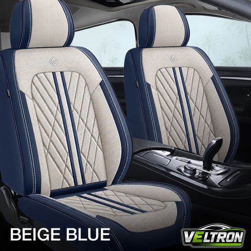 Beige & Blue Car Seat Covers