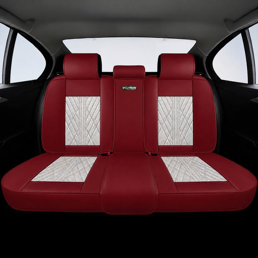 Beige & Red Car Seat Covers